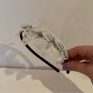 Elegant Butterfly Headband - Black and White